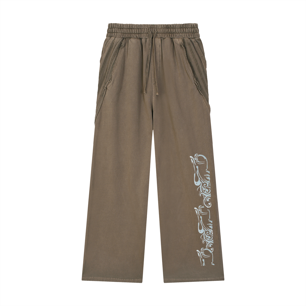 Snow Washed Tape Raw Edge Sweatpants