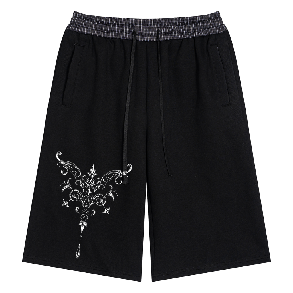 Unisex Plaid Waistband Shorts